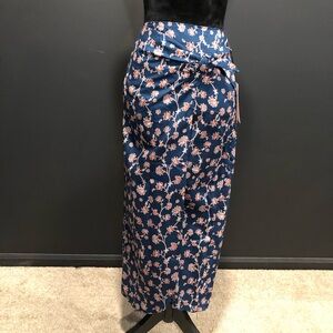 Future Collective Blue Floral Wrap Skirt - Size 0 (NWT)